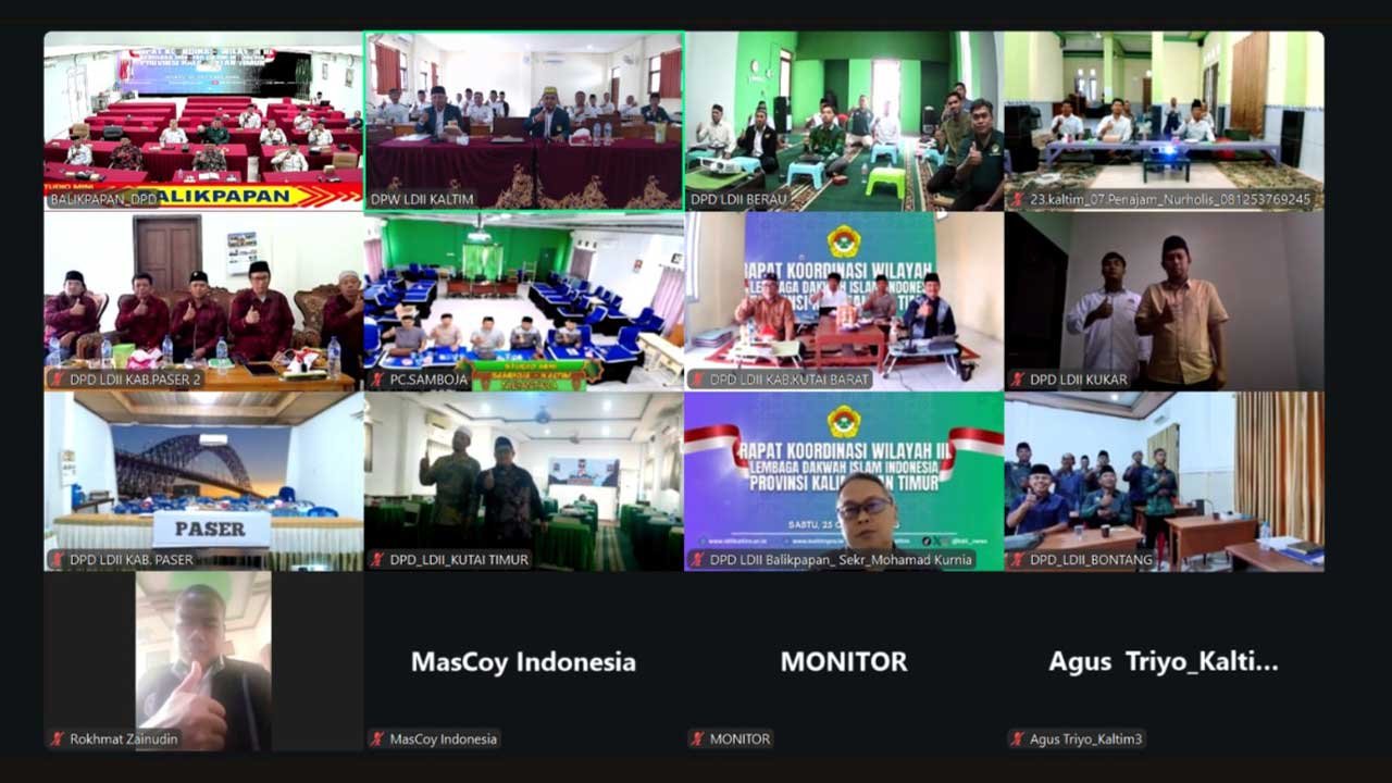 Peserta Rakorwil dari jajaran Pengurus Harian dan Dewan Penasihat dari 9 DPD LDII kabupaten/kota se-Kalimantan Timur, yang meliputi Samarinda, Balikpapan, Bontang, Berau, Kutai Timur, Kutai Kartanegara, Kutai Barat, Paser, dan Penajam Paser Utara. Foto: LINES